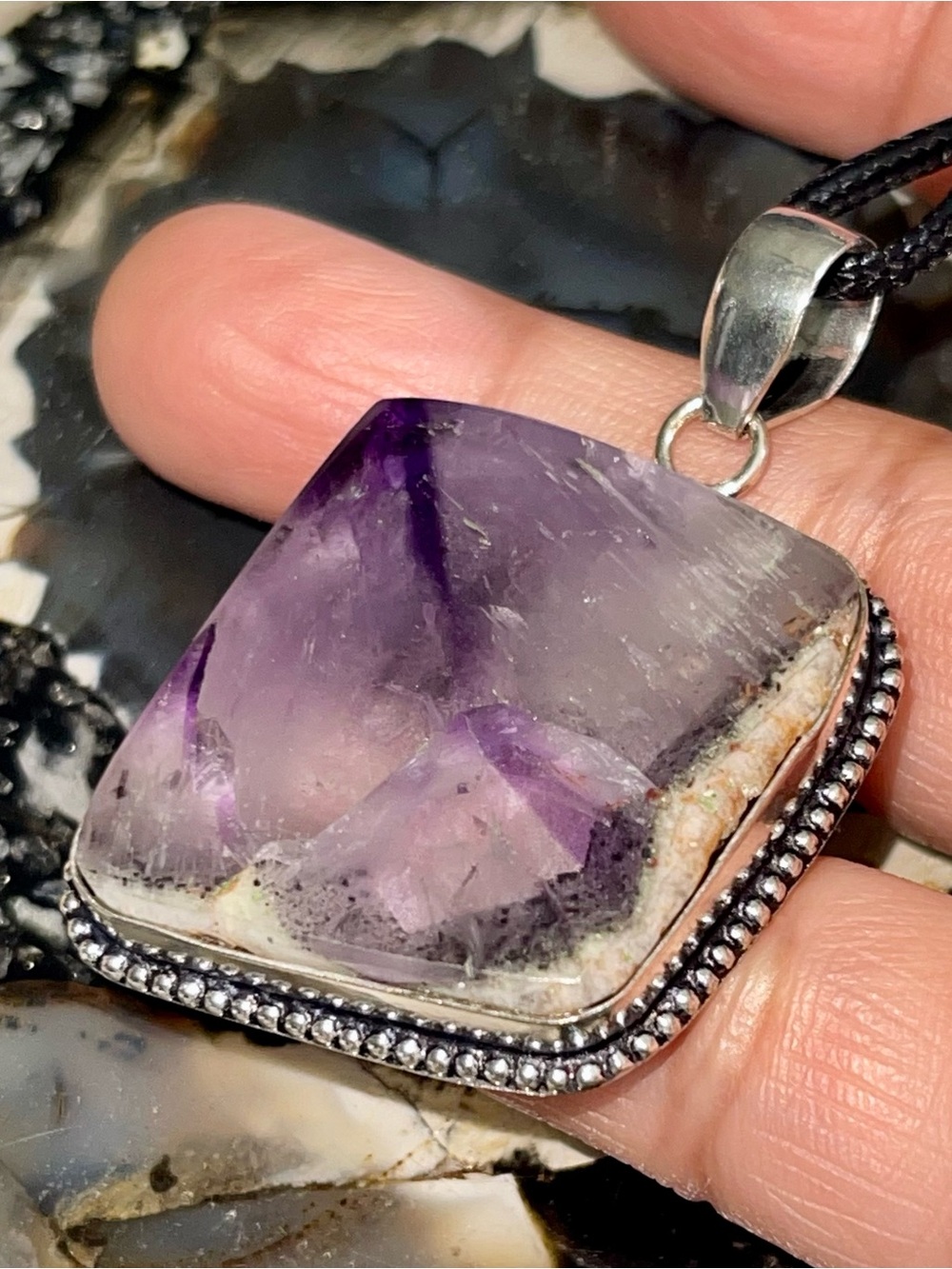 Trapice Auralite Amethyst Pendant 2 1/4”